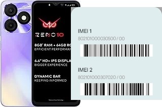 Comment voir le code IMEI dans Zeno 10