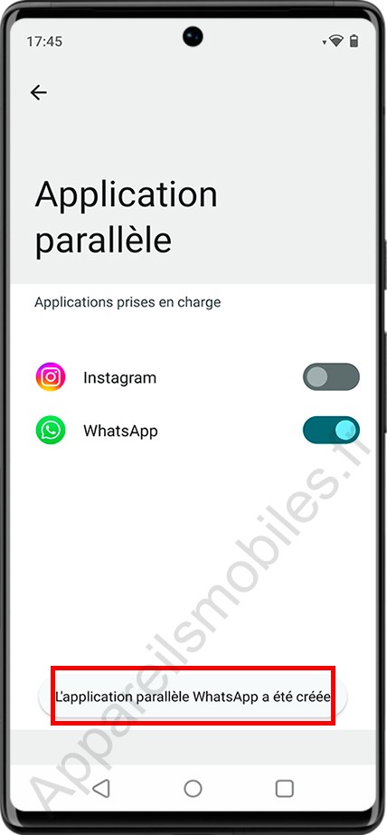 L'application parallèle WhatsApp a été créée