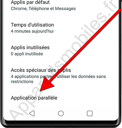 Paramètres de l'application parallèle Android