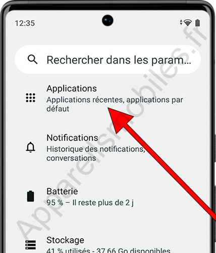 Paramètres des applications Android