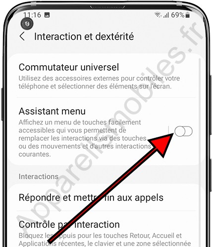 Activer le menu d'assistance Samsung Galaxy