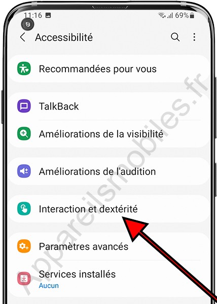 Interaction et dextérité Samsung Galaxy