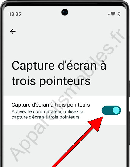 Activer la capture d'écran avec trois doigts Android