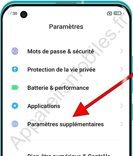 Paramètres supplémentaires Xiaomi