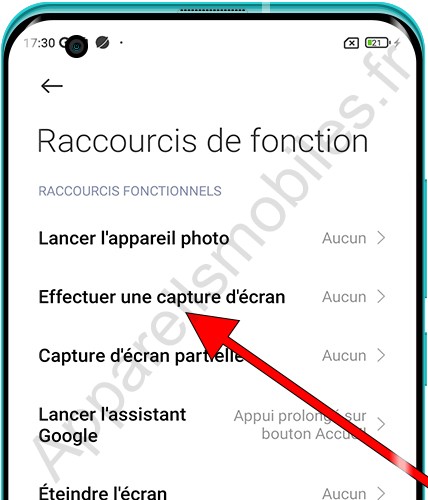 Raccourcis de capture d’écran Xiaomi