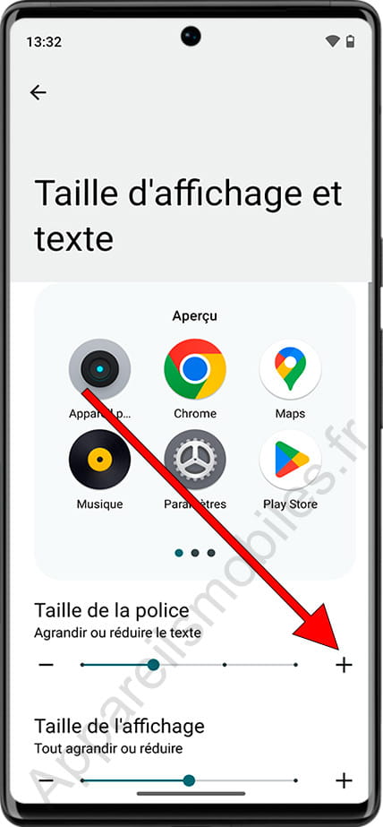 Changer la taille du texte sur Android