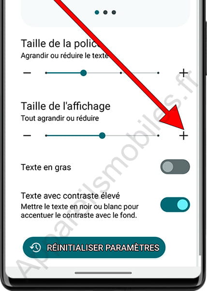 Changer la taille d'affichage sur Android