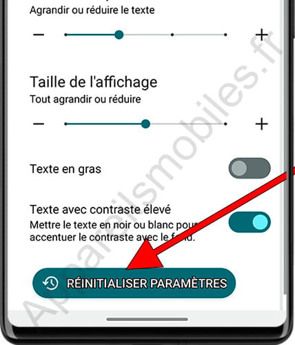 Réinitialiser les paramètres de taille du texte sur Android