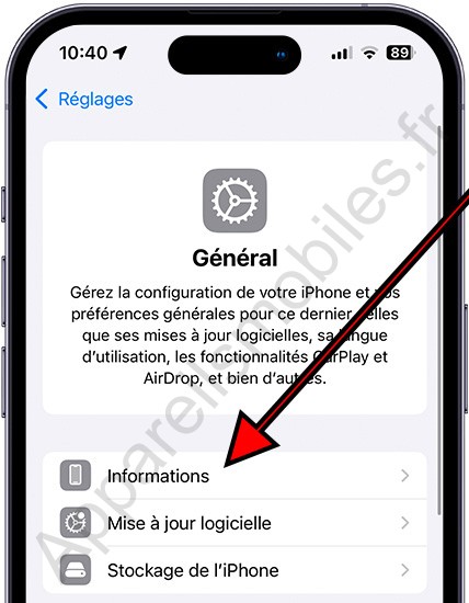 Informations générales iPhone