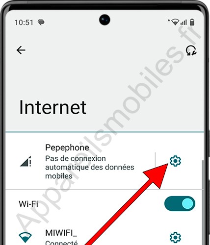 Paramètres de connexion mobile Android