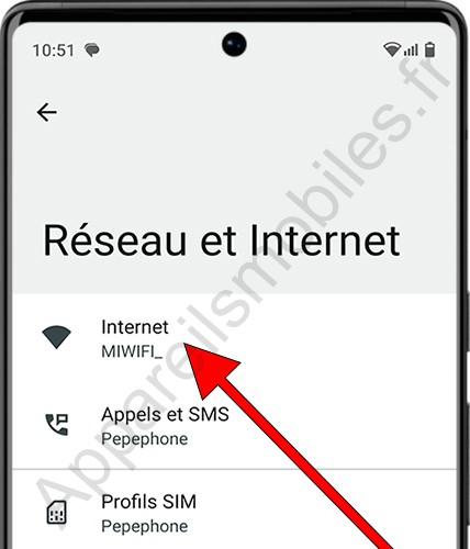 Paramètres Internet Android