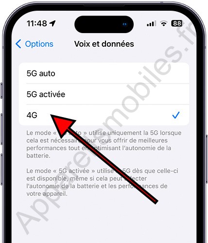 Désactiver la 5g sur iPhone