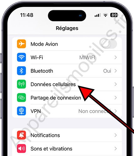 Données cellulaires iPhone