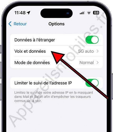 Voix et données iPhone