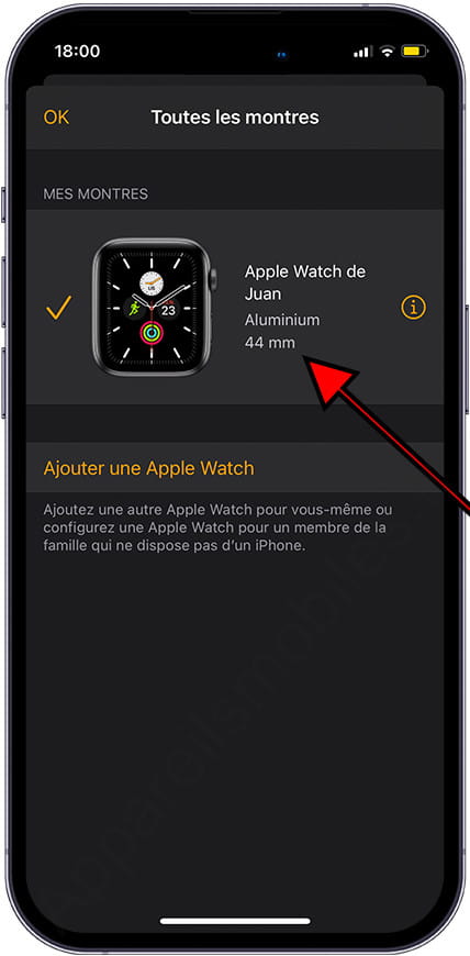 Sélectionnez Apple Watch