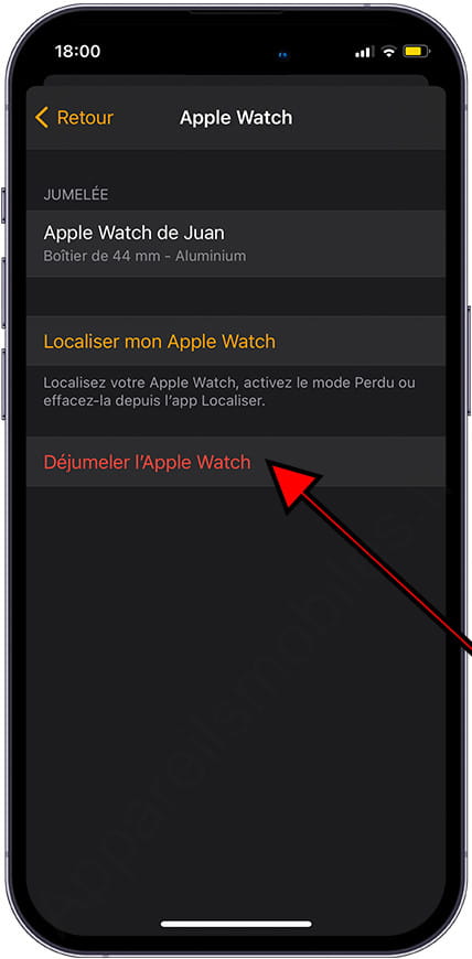 Déjumeler Apple Watch