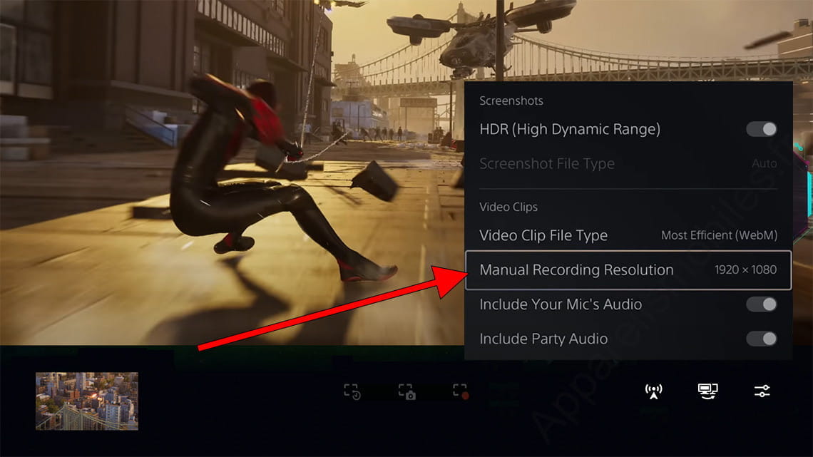 Enregistrement d'écran en résolution vidéo PlayStation 5