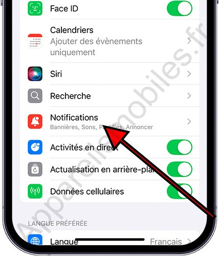 Notifications d'application sur iPhone