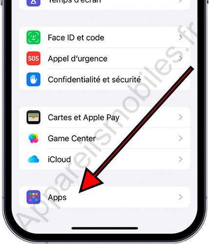 Réglages des applications iPhone