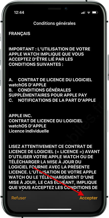 Conditions générales de mise à jour de l'Apple Watch