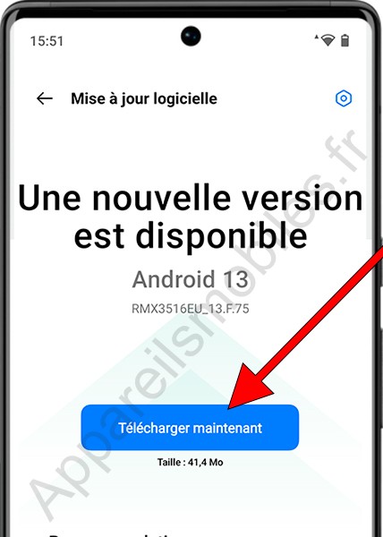 Télécharger la mise à jour logicielle Realme