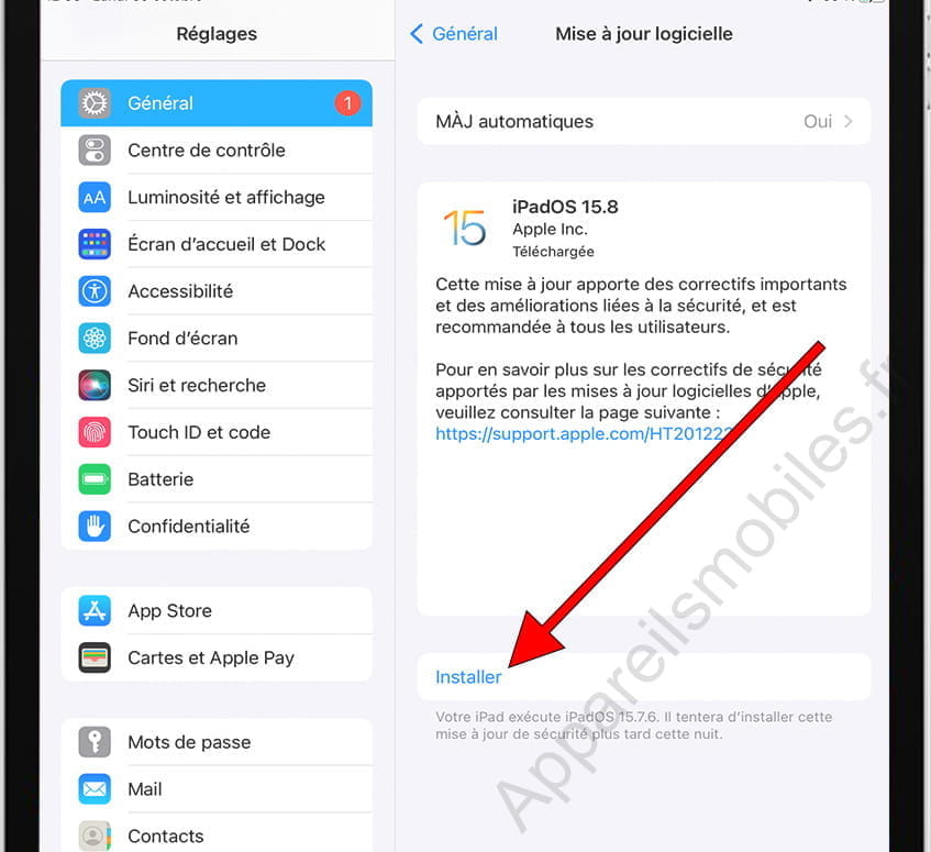 Installez la mise à jour de l'iPad maintenant