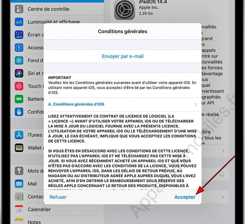 Installer mise à jour iPad