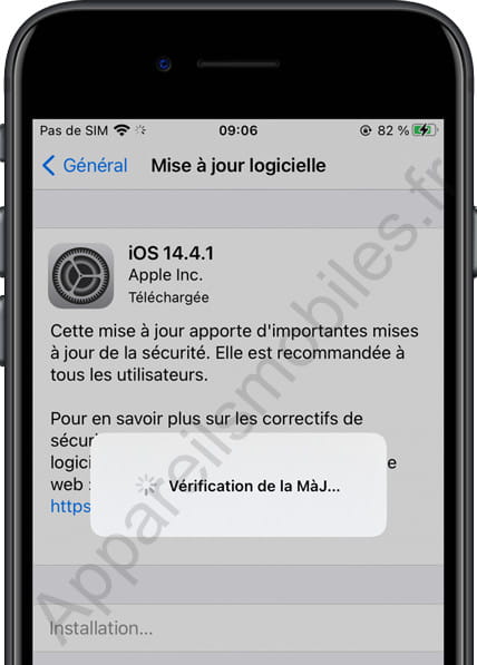 Vérification de la mise à jour de l'iPhone