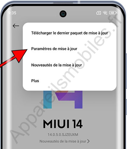 Paramètres de mise à jour Xiaomi