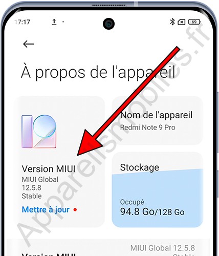 Version de MIUI Xiaomi