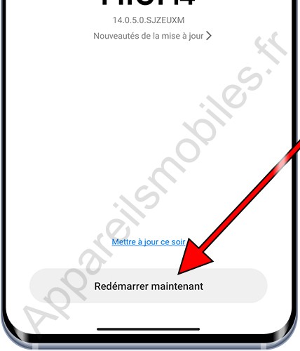 Redémarrer après mise à jour Xiaomi