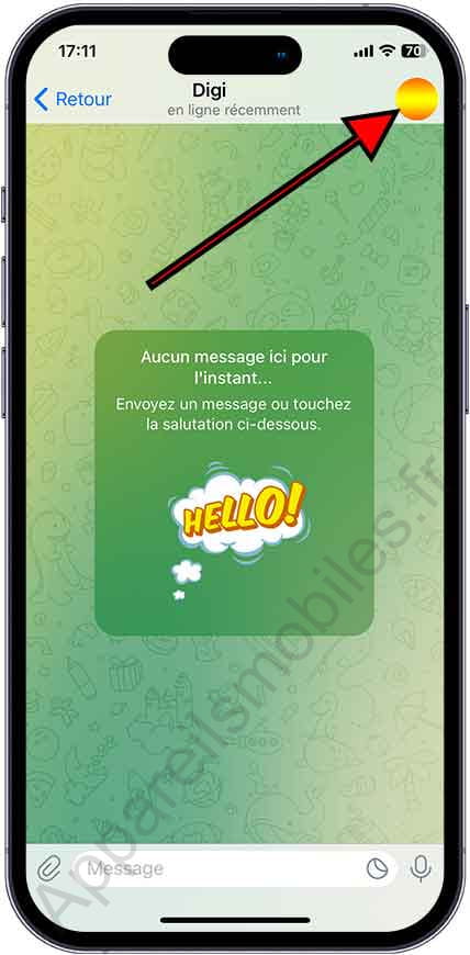 Chat par télégramme sur iPhone