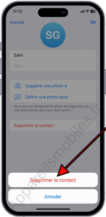 Supprimer le contact Telegram sur iPhone