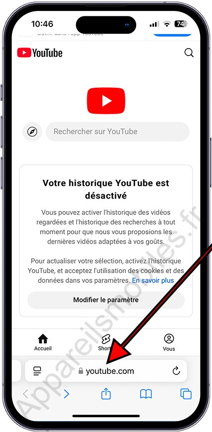 Ouvrir YouTube dans le navigateur web