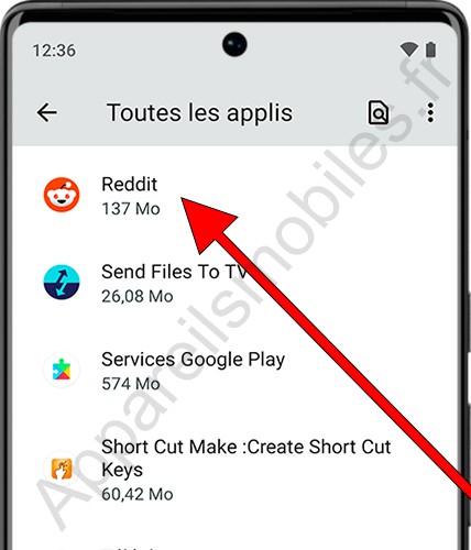 Sélectionnez une application