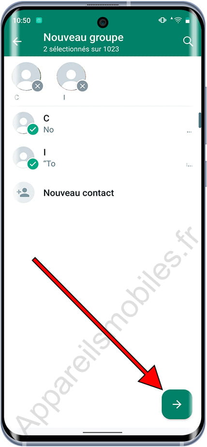 Sélectionnez les contacts du groupe WhatsApp