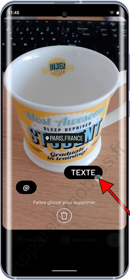 Déplacer le texte de le story Instagram