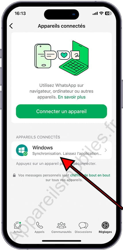 Appareil lié sur WhatsApp