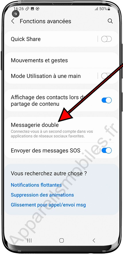 Double messagerie sur Samsung