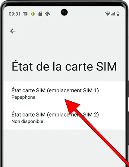 État de la carte SIM téléphone Android