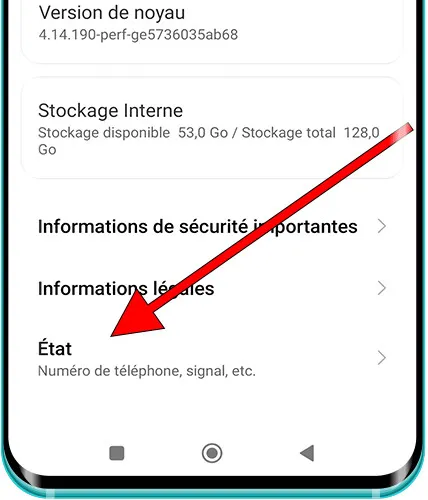 État téléphone Xiaomi