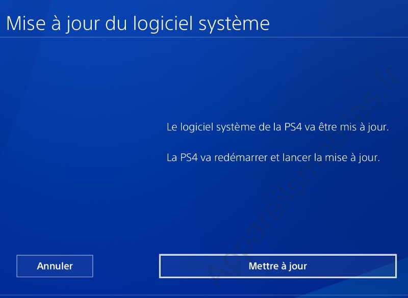 Commencer la mise à jour ps4