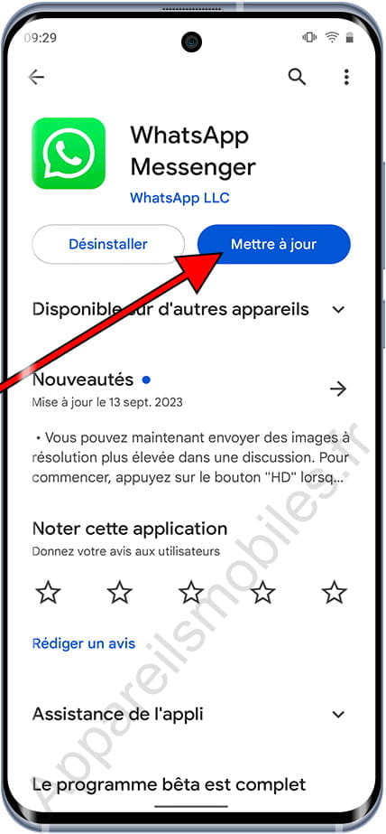 Mettre à jour WhatsApp Android