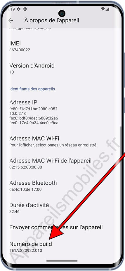 Numéro de version Android