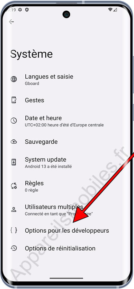 Options pour les développeurs Android