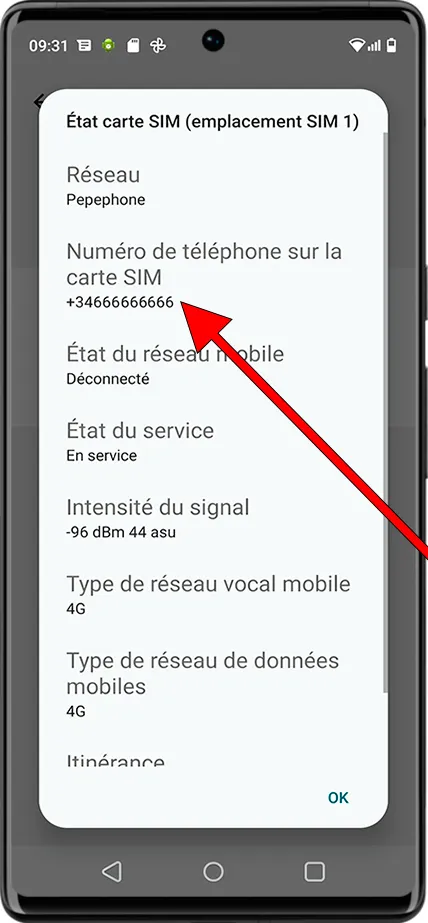 Mon numéro de téléphone sur Android