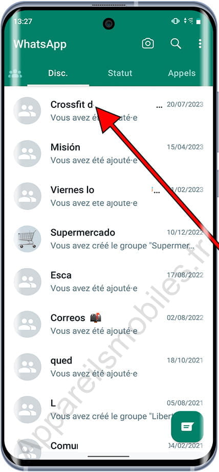 Conversation ouverte sur WhatsApp