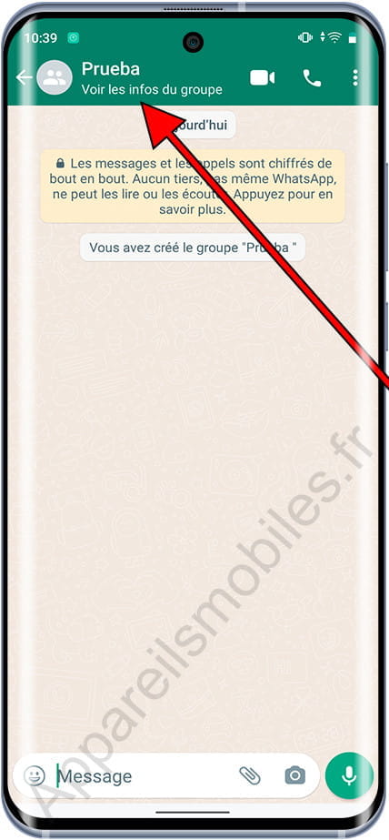 Afficher les informations du groupe WhatsApp