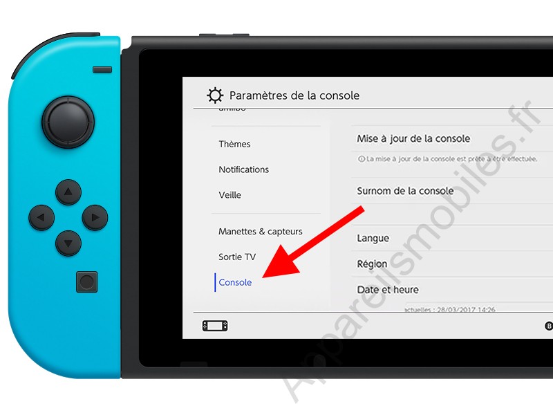 Paramètres Nintendo Switch