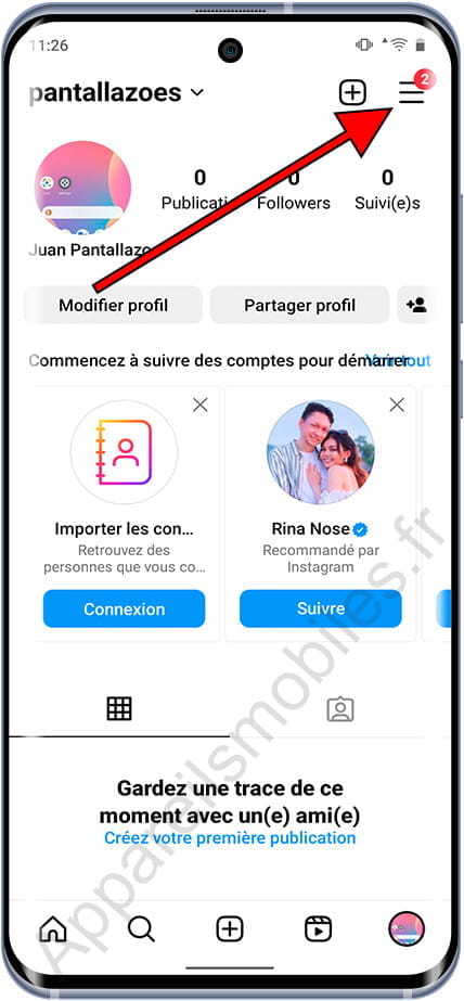 Paramètres du compte Instagram